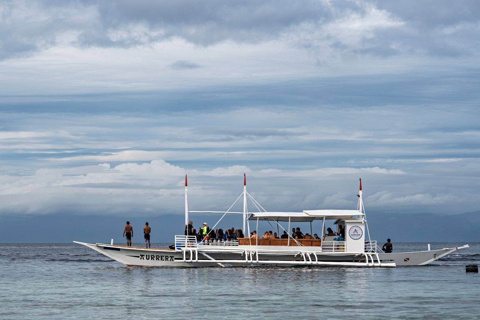 Aurrera, the big Amigos Dive Center boat, off the coast of Moalboal