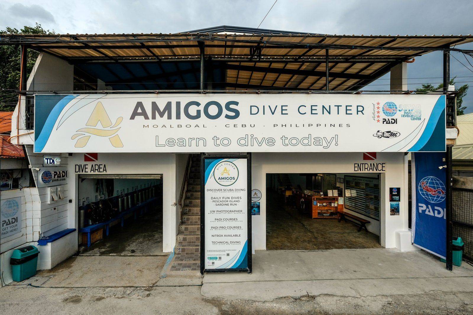 The Amigos Dive Center dive shop on the Panagsama coast road