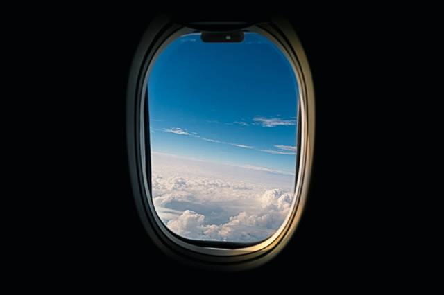 View of clouds from an aeroplane window