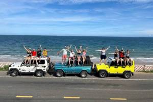 Jeeps on the coast road at Mui Ne