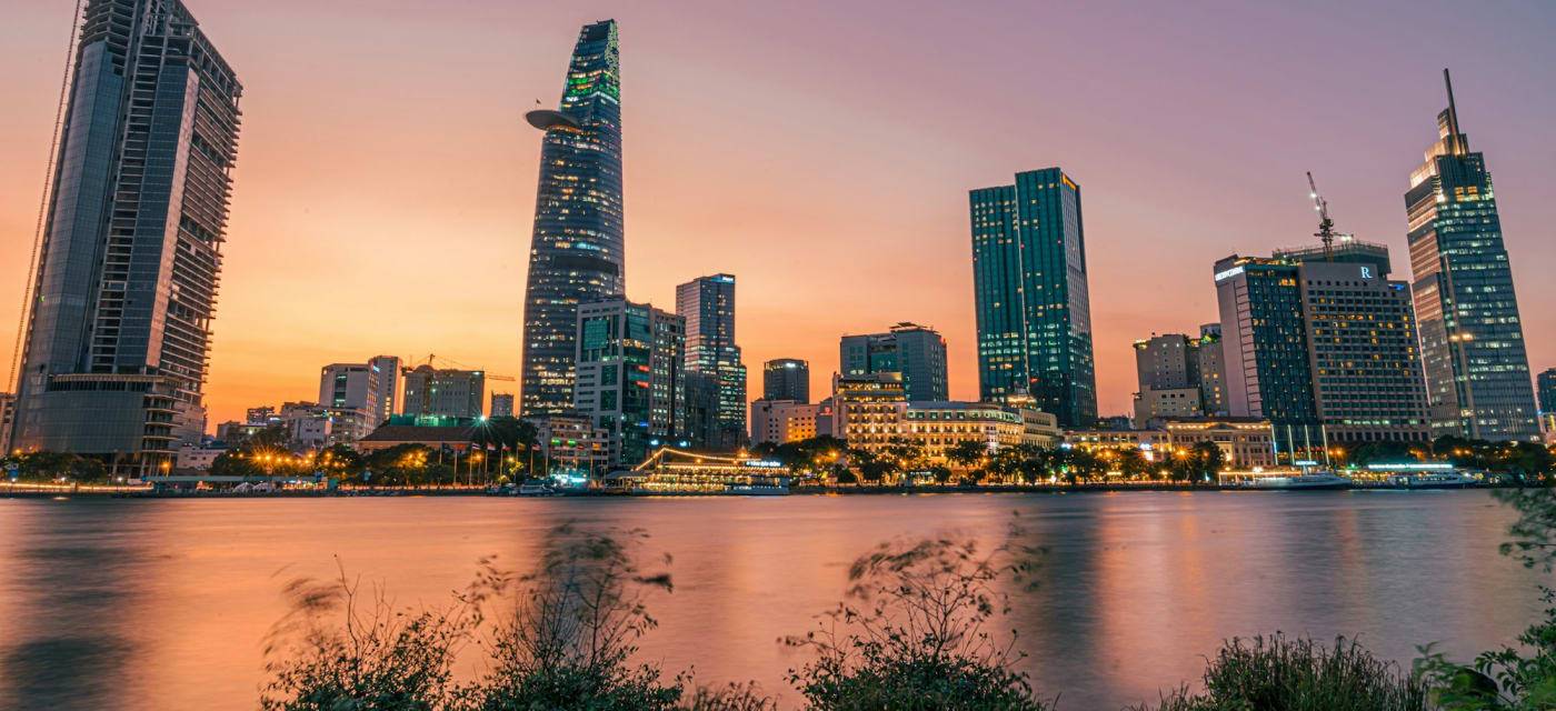 The skyline of Ho Chi Minh City at night